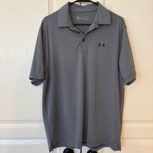 Under Armour Men's Striped Polo Shirt - Gray and Navy